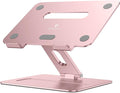 brocoon Adjustable MacBook Pink Laptop Stand for Desk | Ergonomic Aluminum Laptop Riser with Heat-Vent, Compatible for 10-17" Laptops, Rose Gold