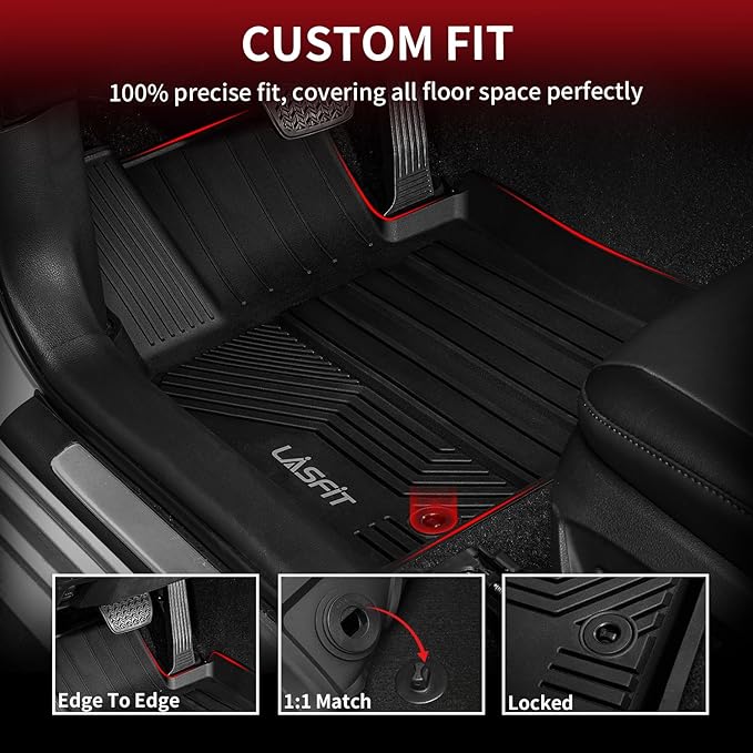 LASFIT Floor Mats for Toyota Camry 2024-2018 FWD Only (Not Fit Hybrid or AWD), All Weather Custom Fit Floor Liner for Camry L/LE/SE/TRD/XLE/XSE Front & Rear 2 Row Car Mats, Black