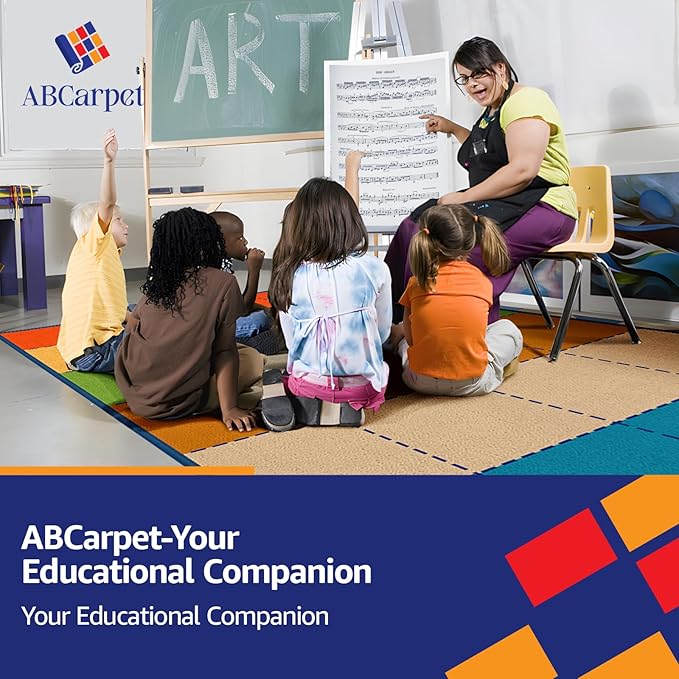 Classroom Rug Carpet 24 Seats for Elementary Prechool Daycare Nursery Playroom Game Room Homeschool Library Reading Activity Non Slip Soft Foldable Rolling Packing 7.5 x 13 ft
