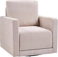 INZOY Swivel Accent Chair with Hidden Storage, Comfy 360° Swivel Chair, Upholstered Chenille Square Chair for Living Room Bedroom Small Spaces, Fully Assembled, Beige