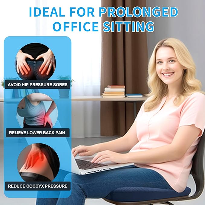 Gel Wheelchair Seat Cushion,Bed Sore Cushions for Butt,Sciatica,Coccyx,Pressure Sore Cushion for Office Chairs,Pain Relief Butt Pillow for Bedridden&Elderly,Washable Cover(Plush-Fabric Black)