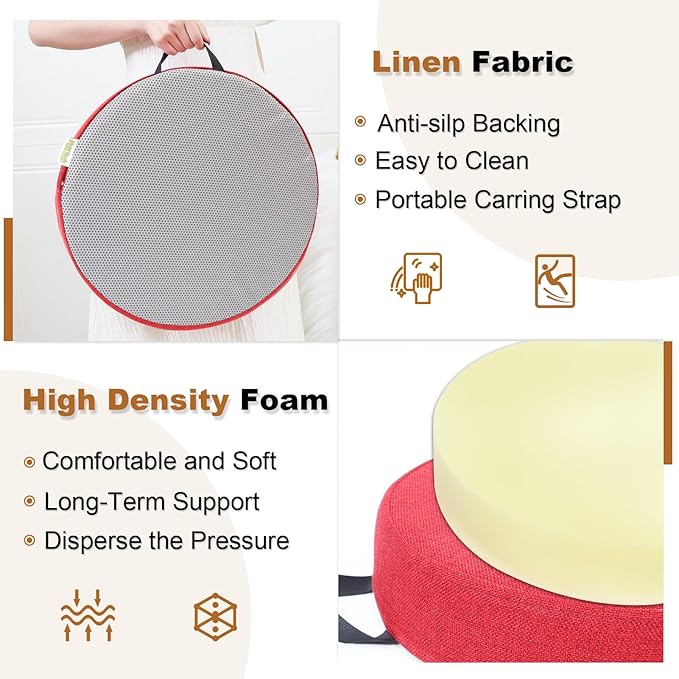 M Mute Touch 6 Pcs Flexible Floor Cushion, Floor Cushions Easy to Clean and Carry,16''x16''x2'' Soft Cushion for Learning Sitting Daycare Chair Yoga and Meditation (Linen)