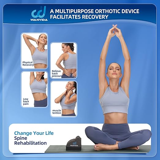 WANYIDA Lumbar Orthotic Traction Roll Device, Lower Back Stretcher for Pain relief, Back Traction for Lumbar Decompression, 3 Height Adjustable Lumbar Stretcher, Chiropractic