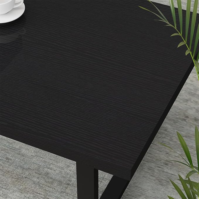 IBF Black Coffee Table, Minimalist Industrial Wooden Center Table, Modern Simple Rectangle Living Room Table, Farmhouse Wood and Metal Cocktail Coffee Table for Home Bedroom Office, Black Oak, 39 inch