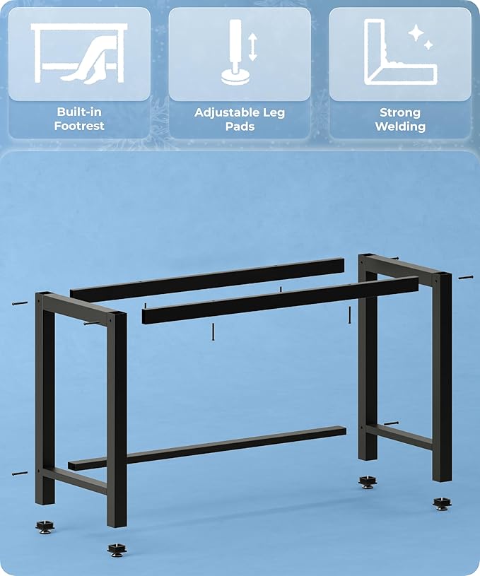 51" Home Office Desk Modern Computer Desk 51.2x23.6x29.5 inches PC Table with Thicken Frame Industrial Style Sturdy Metal Frame Furniture for Writing Gaming Rustic Brown+Black