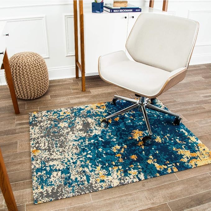 Anji Mountain Rug'd Office Chair Mat for Carpet & Hardwood Floor - Jacquard Woven Top, Anti-Slip Backing, Low Pile, Floor Protector Desk Chair Mat, Office Rugs for Rolling Chairs (40 x 54)