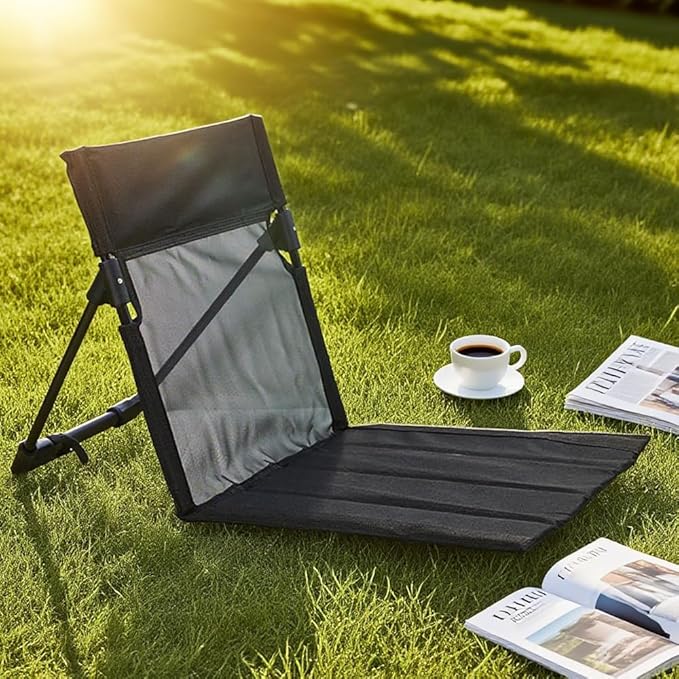 Portable Camping Chair with Mesh Backrest,Lightweight Foldable Beach Chair with Carry Bag for Swimming Poolside Sunbathing Picnic Lawn Road Trips (Black)