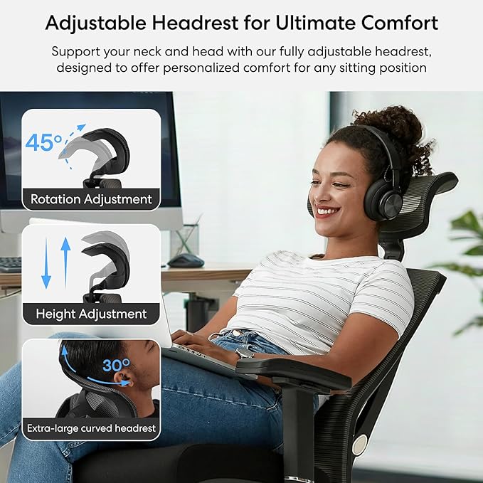 Autonomous ErgoChair Pro Ergonomic Office Chair Foam Grey Adjustable Lumbar Support, Rolling Swivel - Home Office Desk Chairs with Wheels and Arms - Ergonomic Desk Chair Comfy for Gaming & Long Hours