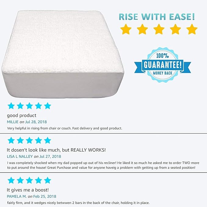 Comfort Finds Rise with Ease Seat Cushion - Thick Firm Chair Cushion Booster - Extra Thick Foam Pad for Home, Patio, Office and Car Seats - Extra Supportive Lift - 15.5 X 18 X 5 - Gray