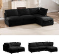 FIRLZY 92" Modular Sectional 4 Seater Sofa with Removable Covers and Storage, Convertible L-Shaped and Sleeper Sectional, Modern Corduroy Couches with Ottoman Chaise for Living Room, Apartment, Black