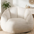 Giant Bean Bag Chair for Adults - Comfy Plush Round Shell Soft Accent Chair, Oversized Cozy Lounge Floor Sofa Reading Chair, Mini Couch for Living Room, Bedroom & Game Rooms, Beige