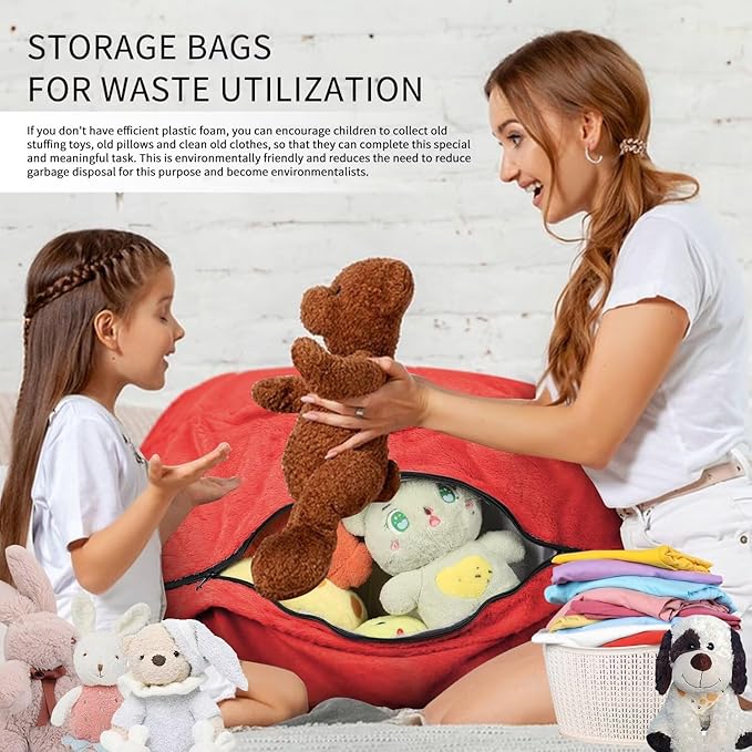Bean Bag Chair for Adults 7FT,Soft Removable Cover for Teens/Girls Bedroom,Fluffy Giant Round Floor Beanbag Lounger Chairs (No Filler,Big Red)