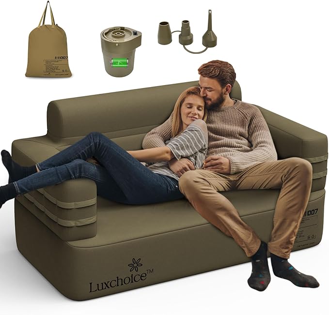 Luxchoice Inflatable Couch Multifunctional Durable Inflatable Sofa with Built in Pump Inflatable Furniture Portable Blow Up Couch for Camping Backyard Outdoor Glamping Inflatable Chair Movie Loveseat | Easy Inflation, Waterproof, Puncture Resistant, He...