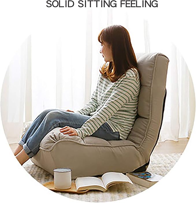 Lazy Floor Chair, Adjustable Reclining Floor Lounger with Back Support, Comfy Tatami Sofa Seat for Adults Bedroom & Gaming