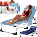 MOPHOTO Tanning Lounge Chair 5-Position, Outdoor Sunbathing Chairs Folding Chaise Lounge, Sun Tanning Lounger with Face Hole, Perfect for Pool Beach Patio Sunbathing