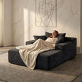 Sytopia Chaise Lounge with Armrests, Oversized Sofa Bed with 3 Pillows, Cozy Boneless Couch, Sleeper Reading Chair for Living Room Bedroom, Floor Sofa Chenille, Furniture Sala, Black Onyx