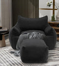 YOURLITE Bean Bag Chair for Adults with Footrest, High-Resilience Foam Filled Bean Bag Sofa with Armrests and Backrest, Comfy Corduroy Floor Sofa for Living Room, Bedroom or Balcony (Dark Grey)