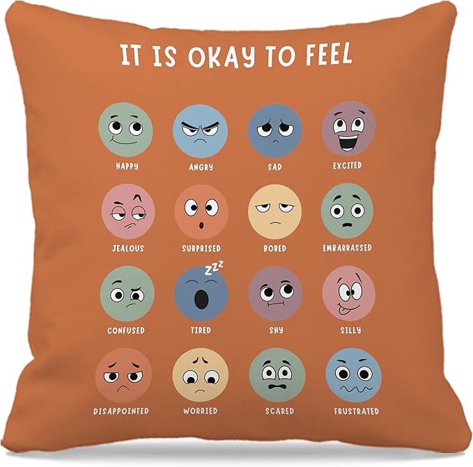 Nogrit Counseling Office Must Haves Throw Pillow Cover, Calming Corner, Mental Health Pillowcase Decor for Home Kids,Mental Health Counselor Gifts, Calming Corner Pillow Covers 20x20 Orange