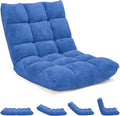 RELAX4LIFE Floor Chair with Back Support - 14-Position Adjustable Lazy Sofa Chairs, Padded Sleeper Bed & Couch Recliner for Reading Meditation, Folding Floor Gaming Chair for Adults (Blue)