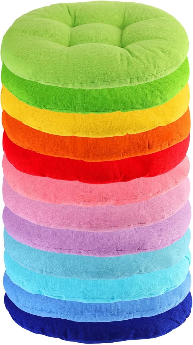 Gerrii 12 Pieces Classroom Floor Cushions with Handles Flexible Floor Seating Cushions Pillows School Chairs in Home School Classroom Kindergarten Daycare Nursery(Classic Color,Round)