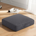 PRIMEPATIO Floor Pillow for Adults, 4" Square Floor Cushions with Washable Cover, Large Corduroy Meditation Pillow, 24 inches Tatami Seat with Handle for Living Room or Yoga, Dark Grey