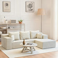 106'' Boneless Couches for Living Room, L Shaped Modular Sectional Sofa with Chaise Lounge, Faux Rabbit Fur & Layered Cushion Deep Seat Cloud Couch, No Assembly (Beige, Right Facing Chaise)