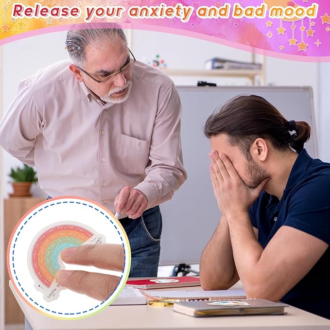 Gersoniel 72 Pcs Anxiety Sensory Stickers Strips Adhesive Textured Mental Health Calm Stickers Mindfulness Fidget Decals Stress Anxiety Relief Items for Therapy Office Desk Counselor(Pastel Breathe)