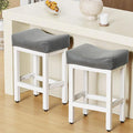 Counter Height Bar Stools Set of 2, 24 Inch Barstools for Kitchen Island Counter, Bonded Leather Kitchen Stools with Thick Saddle Seats & Heavy Duty Metal Base, Easy Assembly, Gray/White