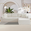 105 Inch Modular Sectional Sofa,Modern Cloud Sectional Couch with Deep Seat,Corduroy Boneless Couches with L-Shape Chaise for Living Room Bedroom,No Assembly Required (White, Right Facing Chaise)