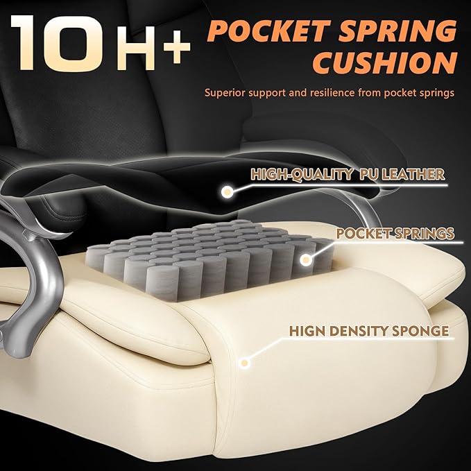 Indulgear 500lbs Big and Tall Office Chair with Gel Seat Cushion,Heavy Duty Office Chair for Heavy People, High Back Executive Computer Chair with Adjustable Lumbar Support, Dual Rubber Wheel