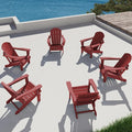 SERWALL Folding Adirondack Chair Set of 6 Weather Resistant for Patio - Red