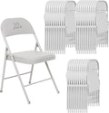 30 Pack White Padded Folding Chairs Set - Comfortable Stackable Portable Chairs for Indoor Outdoor, Events, Parties, Office, Wedding (PU Leather, Executive White,School Chair)