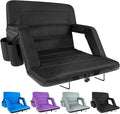Extra Wide Stadium Seats with Back Support, Exclusive Bleacher Chairs with Back and Cushion Folding Stadium Chairs, 6 Reclining Positions Waterproof Bleacher Seats (Extra Wide|25" Black)