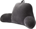 A Nice Night Reading Pillow Bed Wedge Large Adult Children Backrest with Arms Back Support for Sitting Up in Bed/Couch for Lounging Bedrest,Waffle Stereoscopic Design,Darkgrey