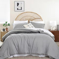 weigelia Full Size Comforter Set 7 Pieces Grey Full Bed Set Microfiber Soft Full Comforter Lightweight Fluffy Comforter Set with Fitted Sheets,Flat Sheets,Pillow Shams,and Pillowcases