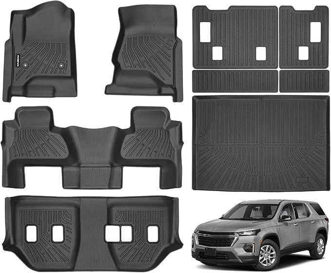 Naibeve Floor Mats for 2015-2020 Chevrolet Suburban/GMC Yukon XL 8 Seats Bench Seats - All Weather for Chevy Suburban/GMC Yukon XL Floor Mats Trunk Mat & 3rd Row Backrest mats Accessories