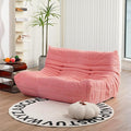 N&V Fireside Loveseat, Mid Century Armless Twin Size Floor Sofa, Soft Premium Corduroy Floor Lounge Chair, Foam Sofa Accent Chair for Living Room Bedroom and Office, Salmon