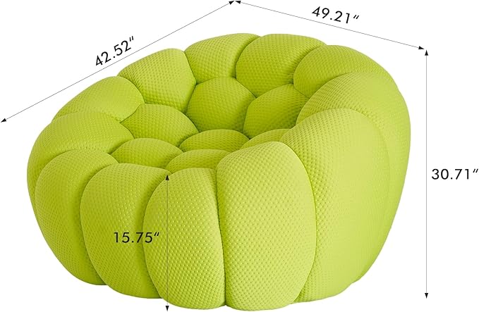 WJShome Bubble Couch,48' Modern Curved Sofa, Morden Lazy Floor Sofa, Memory Foam Bean Bag Floor Couch Lounge Chair for Living Room, Office, Apartment (Lemon Green)