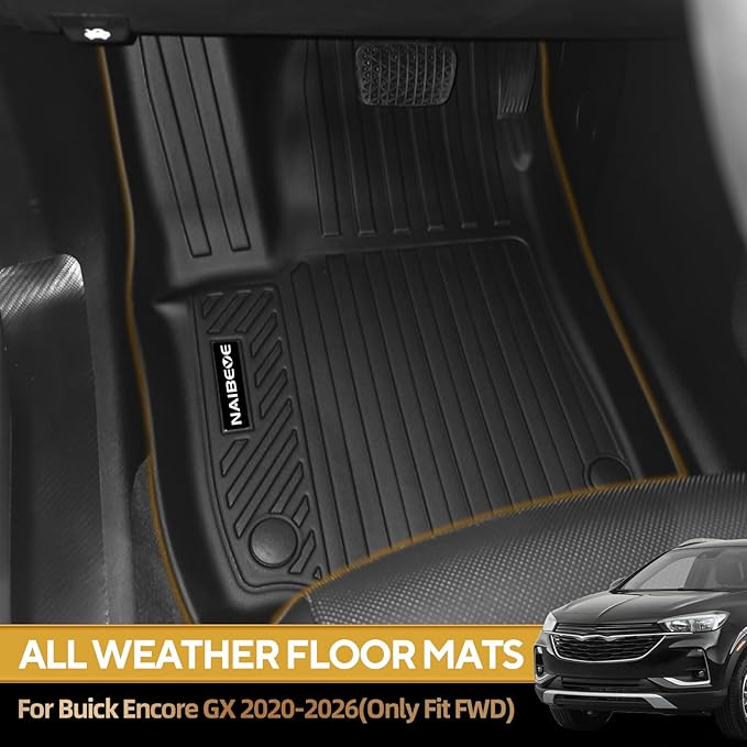 Naibeve Floor Mats for Buick Encore GX 2020-2026(Only Fit FWD) - All Weather Custom Fit for Buick Encore GX Floor Mats & Cargo Mat with Backrest Mats Waterproof Interior Accessories