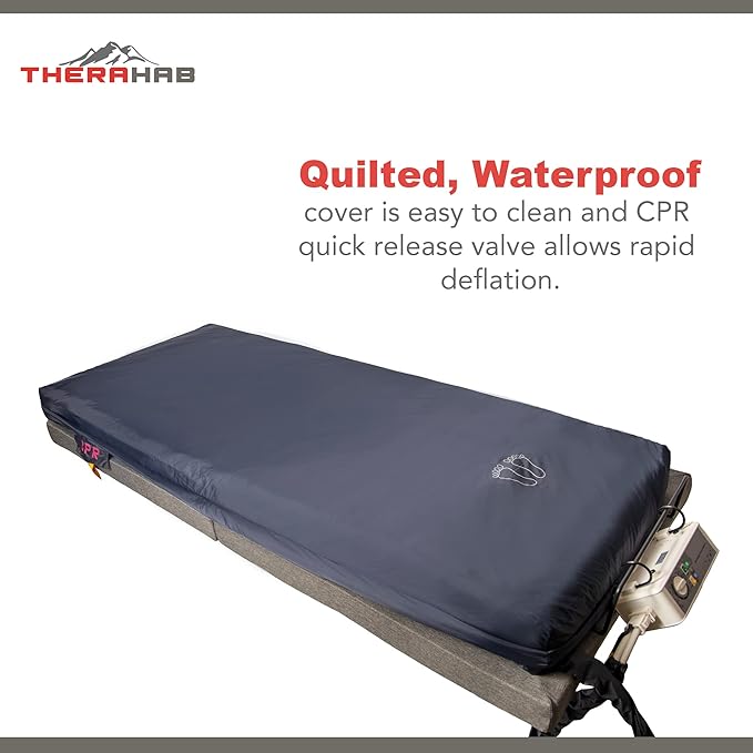 Therahab 5” Alternating Air Pressure Mattress with Electric Pump for Stage 3 Pressure Sores, Bed Sores, Hospital Bed Mattress Topper