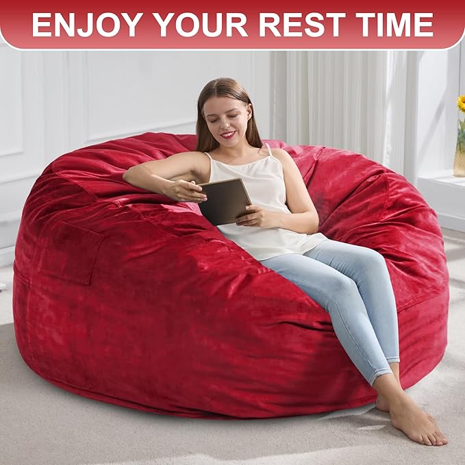 Hobestluk 4FT Bean Bag Chair Giant Bean Bag Chairs for Adults Large Bean Chairs with Removable Cover, Beanbag Chair with Filler, Adult Bean Bag Chairs for Living Room, Bedroom