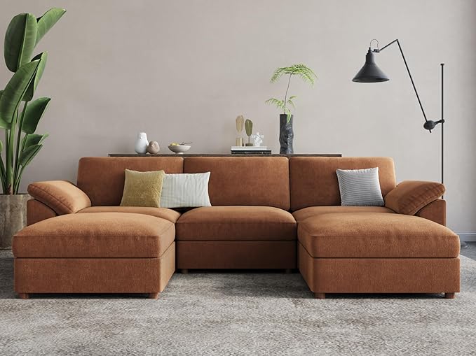EASE MOOSE Oversized Modular Sectional Couch,Deep Seat L Shape Sectional Couch,Comfty Chenille Modular Sofa for Living Room, Removable Cover