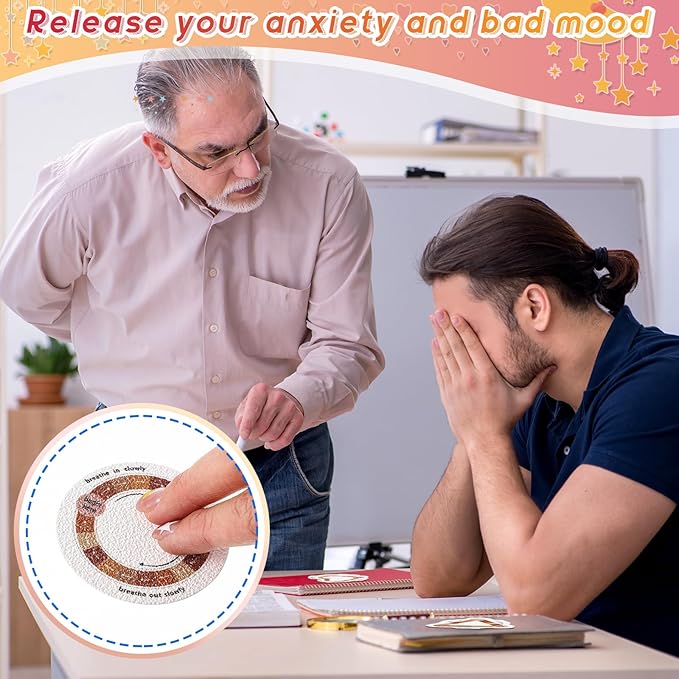 Gersoniel 36 Pcs Anxiety Sensory Stickers Strips Adhesive Textured Mental Health Calm Stickers Mindfulness Fidget Decals Stress Anxiety Relief Items for Therapy Office Desk(Boho Breathe Style)
