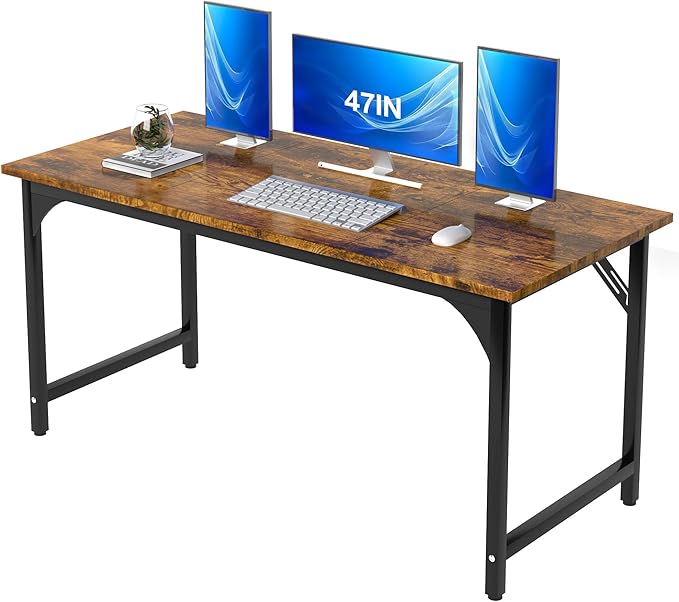 47 X 23.6 inch Computer Desk, Office Desk with Deeper & Thicker Desktop, Modern Simple Study Table with Sturdy Metal Frame & Large Legroom, Study Writing Work Desk for Home Office, Bedroom