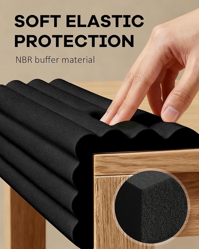 PUSHUJIA Edge and Corner Guards with Strong Adhesive Extra Thick Baby Proofing Furniture Protector for Table Desk Bed Cabinets Child Safety for Home and Nursery (Black, 6.56 Feet)