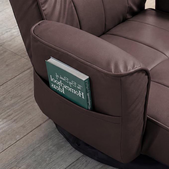 FLOGUOR 360° Swivel Gaming Floor Chair with Armrests – 14-Position Adjustable Folding Floor Sofa Lounger, Padded Backrest, Multi-Angle Recline for Home, Living Room & Office (Brown)