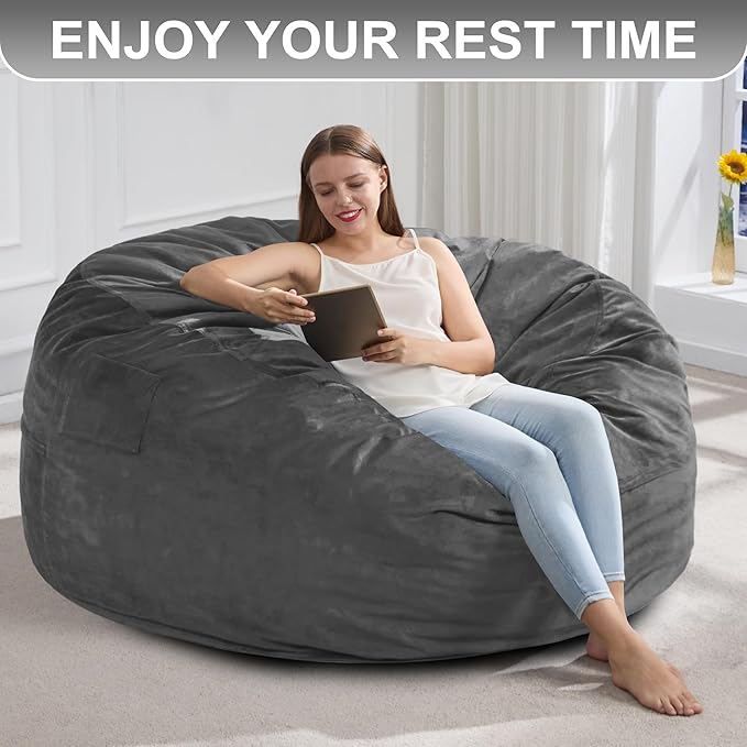 Hobestluk 4FT Bean Bag Chair Giant Bean Bag Chairs for Adults Large Bean Chairs with Removable Cover, Beanbag Chair with Filler, Adult Bean Bag Chairs for Living Room, Bedroom