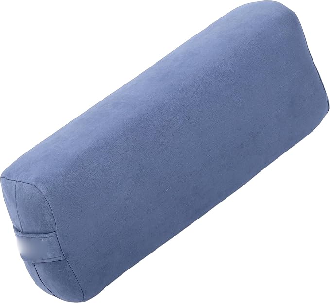 SPYMINNPOO Yoga Bolster, Meditation Cushion & Floor Pillow with 3 Layer Support, Washable Velvet Cover & Carry Handle (Blue)