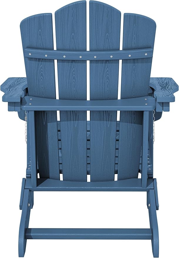 KINGYES Folding Adirondack Chair Set of 4, HDPE All-Weather Adirondack Chair, Navy