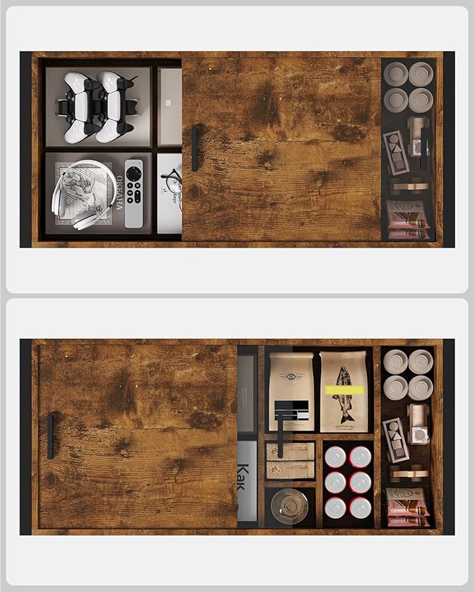 KJGKK Coffee Table, 40" Center Table with Storage Shelf, Rectangle Coffee Table, for Living Room, Toolless, Easy Assembly, Simple Style, Rustic Brown (Colonial)